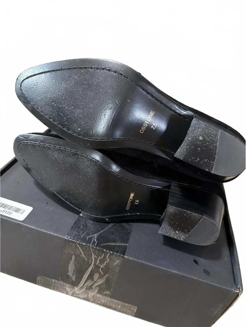OSSTONE Ankle Boots Chelsea Men Zip-up Suede Casual Heel Shoes JY040-Black-7.5